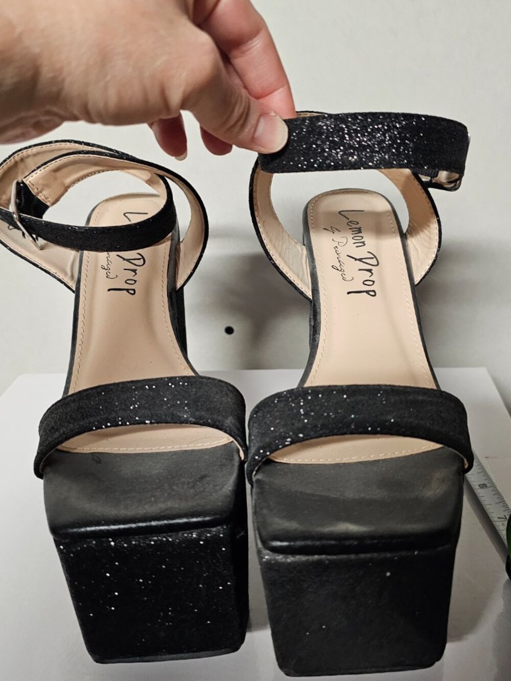 Black glitter wedges